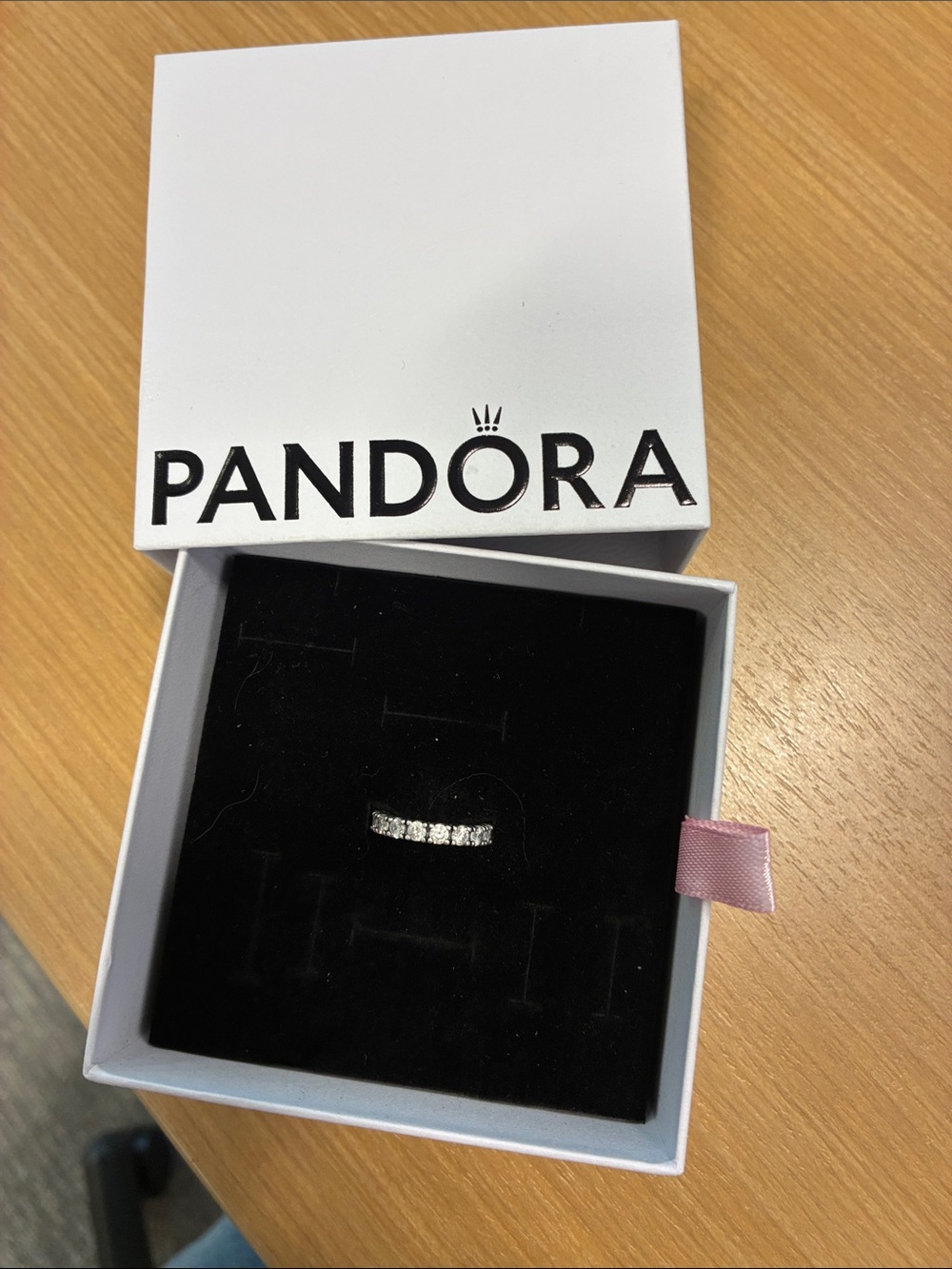 Pandora Silver Sparkling Row Eternity Band Ring size 4.5